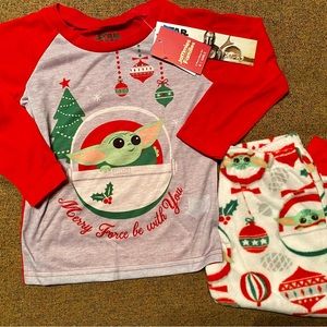 NEW Disney Girls Star Wars Baby Yoda Pajama Set, size 4